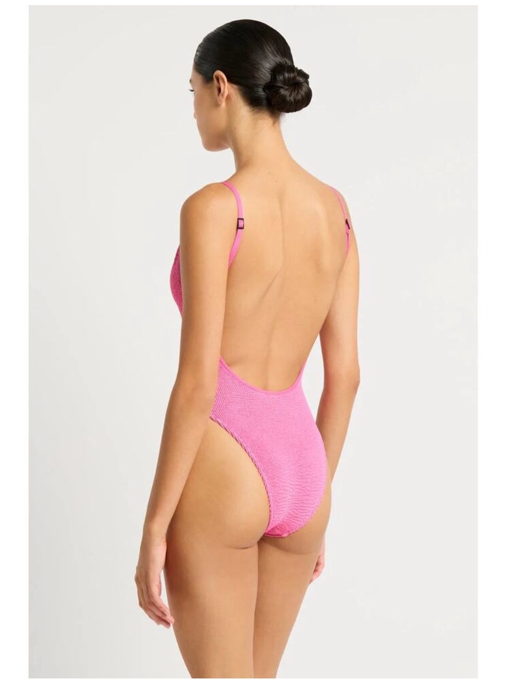 New Bond-eye Swim Elana One piece Swimsuit Candy Pink Ribbed OS NWT - Picture 5 of 10